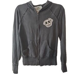 Scrapbook Y2k Skull Charcoal Gray Distressed‎ Sweatershirt Hoodie Size Medium